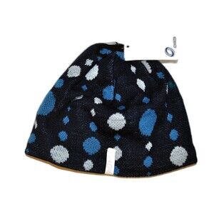 NWT Chaos Womens Teen‎ Blue Dotty Polka Dots Blue Knit Hat Beanie O/S Free Shp